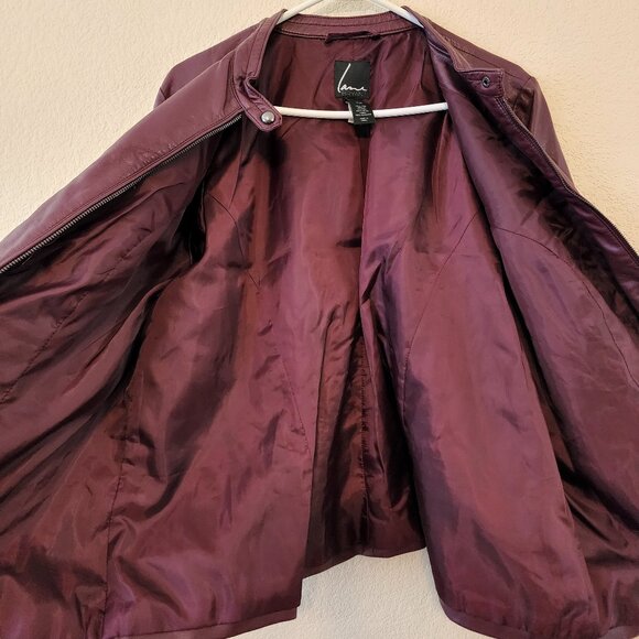 Lane Bryant Faux Leather Structured Zip Sleeve Purple Jacket Sz 18/20 - Picture 7 of 8